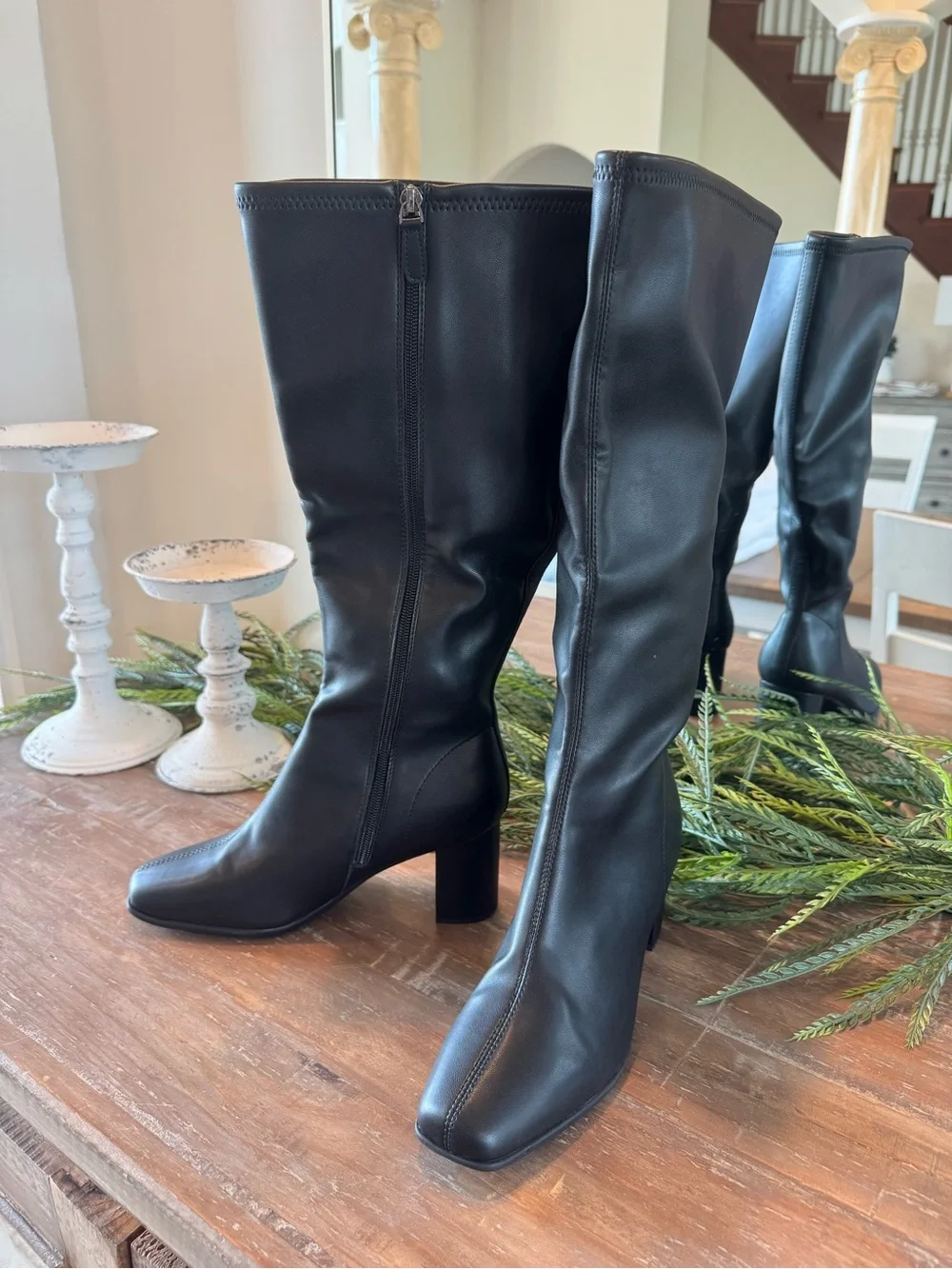 Aerosoles Wide Calf Classic Black Knee-High Block Heel Boots